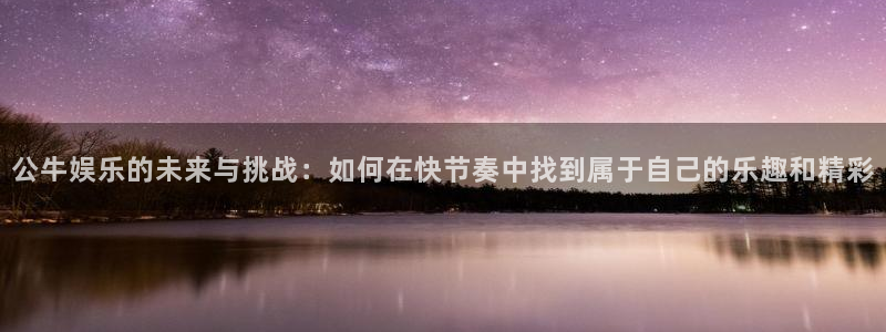BB贝博艾弗森2代理注册：公牛娱乐的未来与挑战：如何在快节奏中找到属于自己的乐趣和精彩